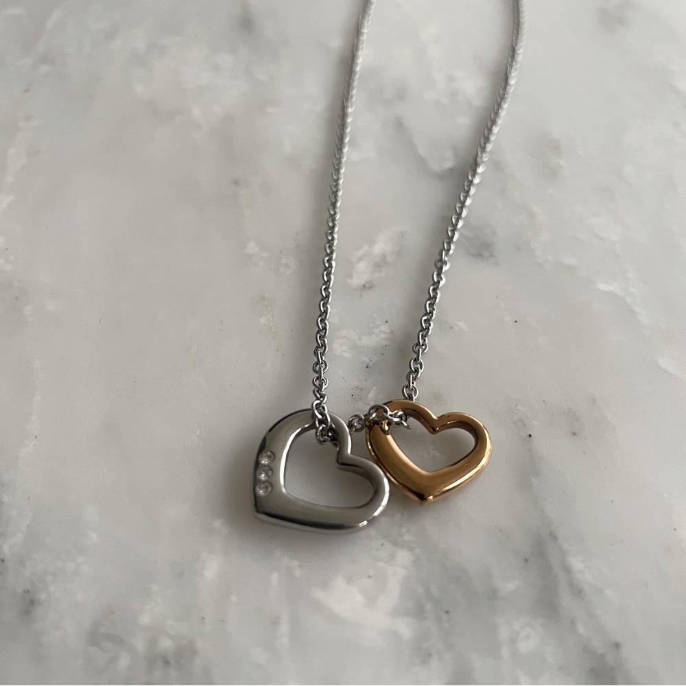 Double heart pendant necklace